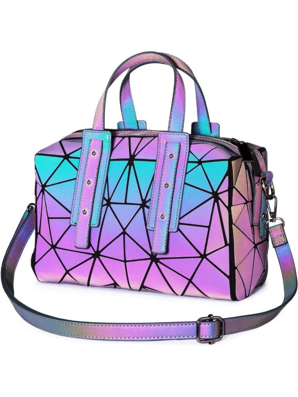 Luminous Geometric Holographic Crossbody Bag & Wallet - Stylish Women's Handbag